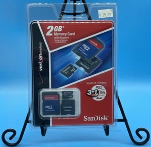 Sandisk 2GB Memory 3 in 1 MicroSD Card with Adapters Verizon Wireless New Sealed - Picture 1 of 3
