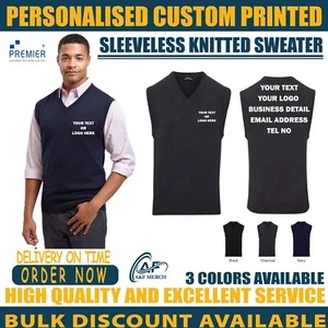 Personalised Custom Premier Sleeveless Knitted Sweater Office Staff PR699 - Picture 1 of 9