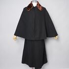 VTG Wool Inverness Cape Coat Fur Japan Kimono Cloak Black Boro Vintage Antique