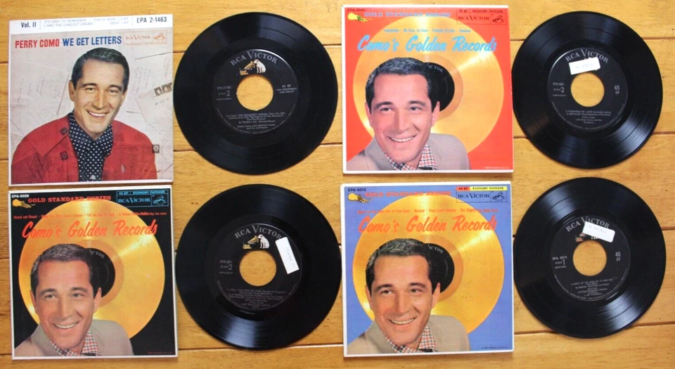 PERRY COMO EP 45RPM 7" RECORD LOT OF 4 WE GET LETTERS, COMO'S GOLDEN RECORDS - Image 1 of 4