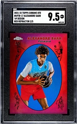2021-22 TOPPS CHROME OVERTIME ALEX SARR 1969 TOPPS INSERT RED 2/5 SGC 9.5 - Image 1 of 2