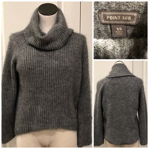 Point Sur J. Crew Damen Gr. XS Kutte Mohair Wolle gerippt Pullover grau cropped - Bild 1 von 12