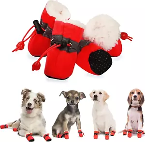 Dog Shoes for Winter, Dog Boots & Paw Protectors, Fleece Warm Snow Booties fo... - Picture 1 of 5