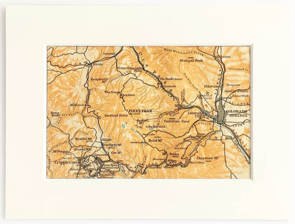 Plano de área de Colorado Springs - Mapa antiguo montado en 1909 - Estados Unidos EE. UU. América Foto 1 de 1