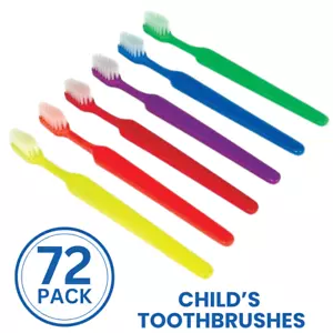 72-Pack Childrens Bulk Toothbrush w/ High Quality Nylon Bristles Non-Slip Handle - Picture 1 of 1