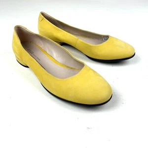 ECCO Danish Design Anine Merigold Yellow Goat Suede Ballet Flats 40/US 9 - Picture 1 of 6