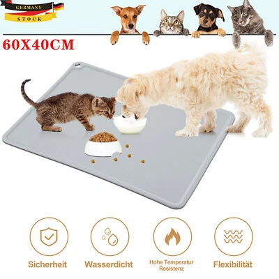 Haustierfuttermatte Silikon wasserdicht Hund Katzen Schüssel Futtermatte 60x40cm - Bild 1 von 4