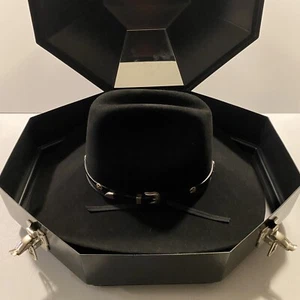 Sombrero de vaquero vintage Sheplers por STETSON 3X piel de castor negro oeste 7 1/8-57 y estuche - Imagen 1 de 11