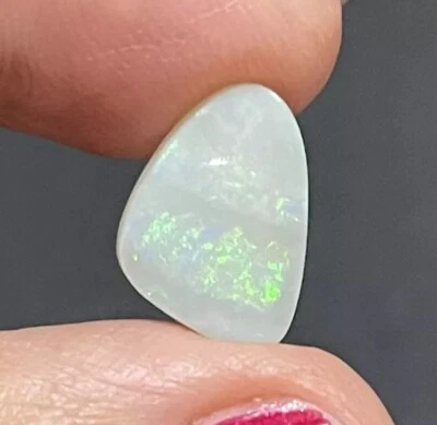2.45ct 13.8x9.5x2.7mm Solid White Australian Opal Cabochon Loose Gemstone - Image 1 of 4