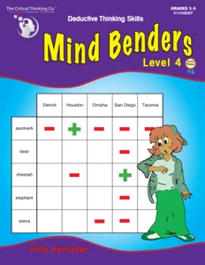 Mind Benders Level 4 Workbook, Deductive Thinking Skills Puzzles (Grades 3-6) - Picture 1 of 3