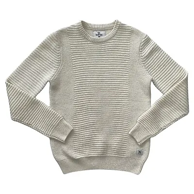 BELLFIELD Mens Ecru Crew Neck Knitted Jumper Size M • 24.26€