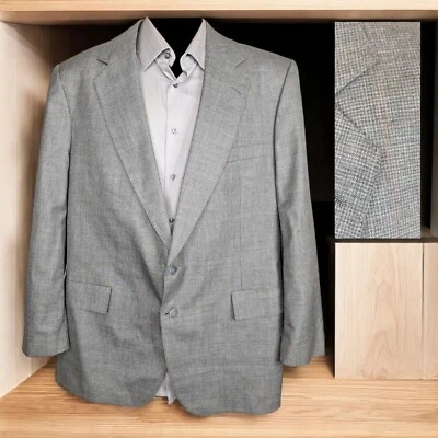 Adams Row Sport Coat Blazer Mens 44L Gray Plaid  Single Vented USA - Image 1 of 4
