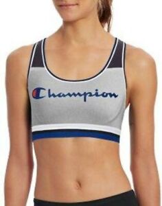Champion Logo Womens Size Small Absolute Workout Mesh Sports Bra Oxford Gray NWT