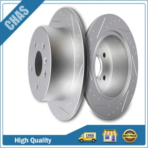 Rear Slotted Brake Rotors Discs Fits 2007-2017 Lexus ES300h Toyota Avalon Camry - Picture 1 of 7