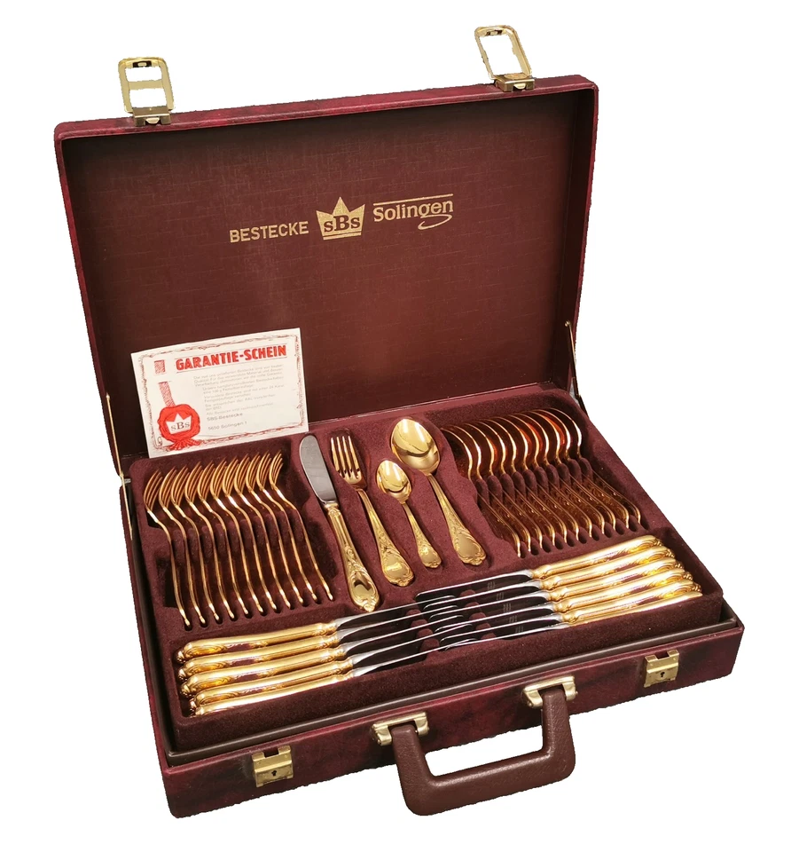SBS Solingen Besteckset 23/24 Karat vergoldet 82-teilig Besteck ähnl. Wien - Bild 1 von 4