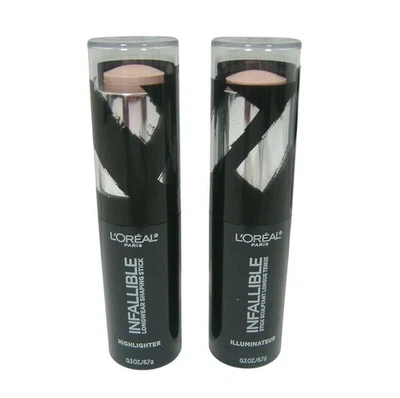 Pack of 2 L'Oreal Infallible Longwear Highlighter Shaping Stick, Slay in Rose 41 - Image 1 of 4