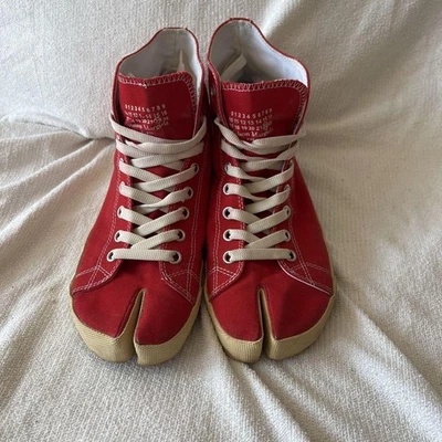 Hombres 9.0US Rojo Maison Margiela Tabi Zapatillas Altas Colección Original de Tenis Foto 1 de 4
