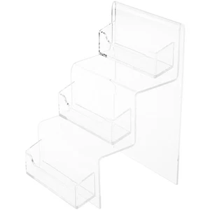 Plymor Clear Acrylic 3-Pocket Business Card Stairs, 6.75" H x 4.375" W x 4.75" D - Picture 1 of 1