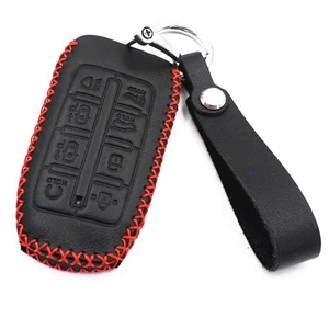 For Genesis G70 GV70 G80 G90 GV80 GV90 Black Leather 8 Buttons Key Fob Cover - Picture 1 of 5