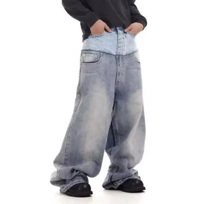 Double Waist Denim Fashion Y2k Baggy Jeans  - Foto 1 di 7