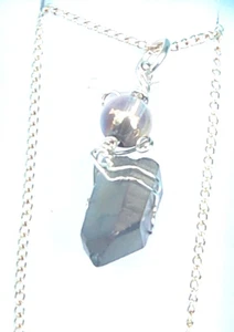 Colgante de cristal envolvente de alambre de aura de plata y arco iris en caja regalo abundancia - Imagen 1 de 3