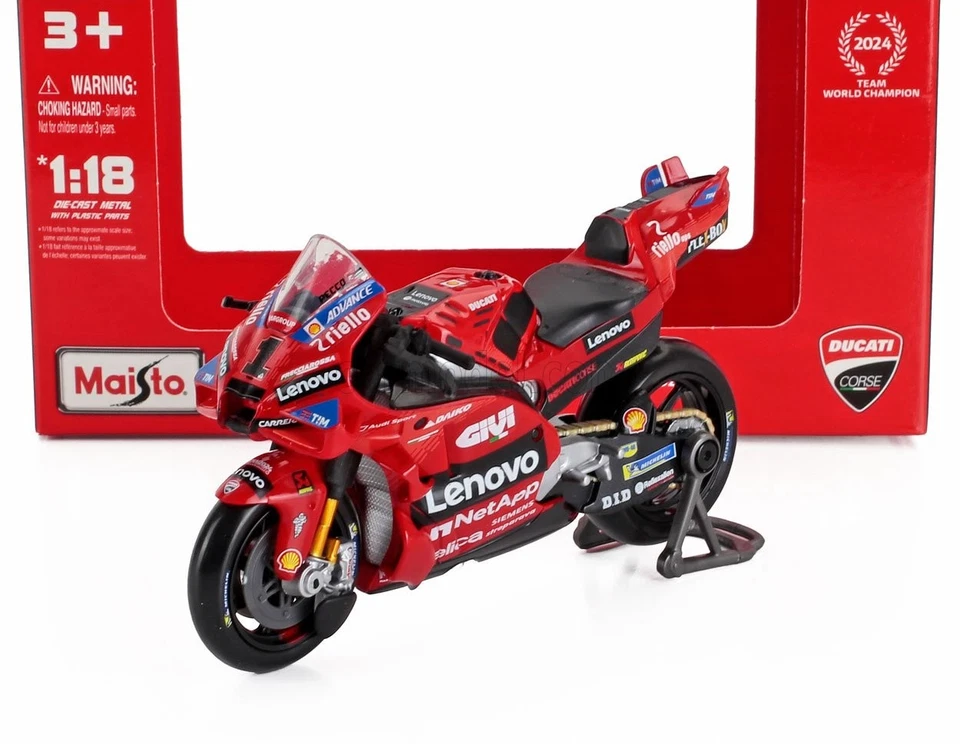 1/18 MAISTO - DUCATI - DESMOSEDICI GP24 TEAM LENOVO N 1 MOTOGP SEASON 36398-1-BA - Immagine 1 di 1