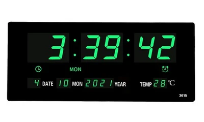 14.1 Inch Oversized LED Digital Wall Clock with Indoor Temperature, Seconds, ... - Image 1 of 4