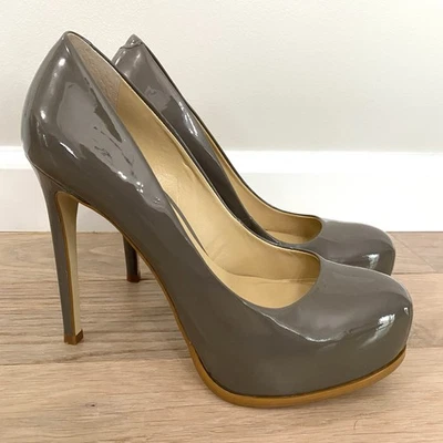 Kelsi Dagger Linzy Platform Pump High Heel Size 8.5 Gray Patent Leather - Image 1 of 4