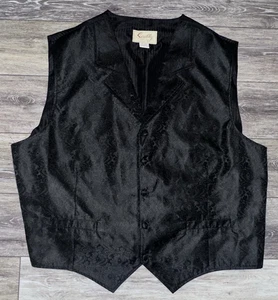 Scully Vest Paisley *Black on Black* Western Vest Dressy Formal Mens Size 3XL - Picture 1 of 3