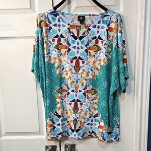 NWT JM Collection Petite Teal Dolman Short Sleeve Boxy Tunic XL/XXL - Picture 1 of 11