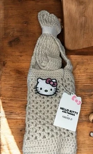 Hello Kitty x Forever 21 Cream Crochet Knit Cell Phone Bag Holder Licensed New - Picture 1 of 6