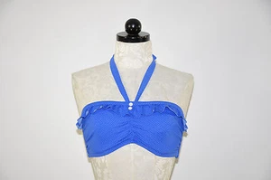 Freya Blue Polka Dots Convertible Underwire Bandeau Swimwear Bikini Bra Top 32DD - Picture 1 of 9