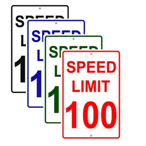 Speed Limit 100 Sign Zone 100 MPH Slow Down Décor Warning Aluminum Metal Sign - Picture 1 of 9
