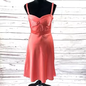 Calvin Klein Dress Women’s 6 Coral A-Line Sleeveless Sweetheart Neck Satin - Picture 1 of 13