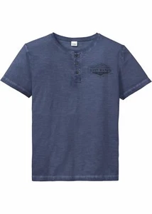 Neu Regular Fit Henleyshirt Kurzarm Gr 44/46 (S) Indigo Herren Henley-Shirt Hemd - Bild 1 von 1