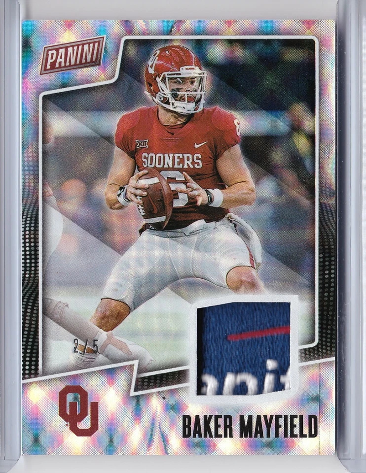 2019 Panini Father's Day BAKER MAYFIELD Jersey Player Worn Patch Logo Foil 2/5 - Image 1 of 1