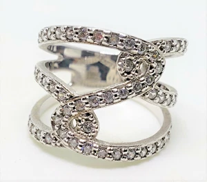 Jacmel Mauritius JCM 925 Sterling & Cubic Zirconia Ring Wide Band Style Size 8 - Foto 1 di 6