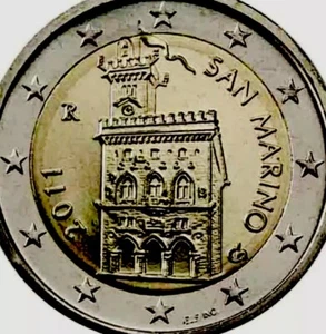 San Marino 🇸🇲 Coin 2€ Euro 2011 Castle Tower New UNC from Roll Current Walls - Picture 1 of 3