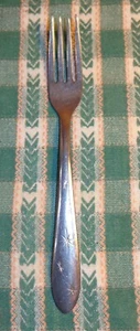 1 FORCHETTA POSATE VINTAGE ATOMIC MCM STARBURST UTICA INOX USA 7" - Foto 1 di 4
