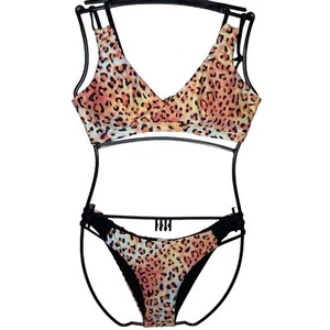 Shekini Bikini orange/gelb Leopardenmuster; Größe M; Spaghettiträger, gepolstert - Bild 1 von 12