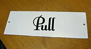 Letrero abridor de puerta "PULL" ESMALTE PORCELANA metal montaje en pared 10" - Imagen 1 de 2