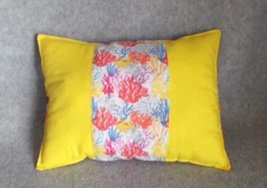 Handmade Coral Reef Garden Yellow Small RV Boat Car Decorative Throw Pillow - Picture 1 of 5