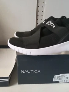 Nautica Womens size 9.5 Slip-On Sneaker Jogger VIVIEN black Running Shoes #00t - Picture 1 of 11