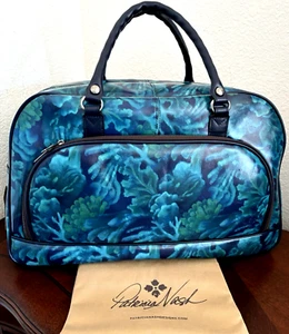 Patricia Nash Gonnesa Overnighter Weekender Leather Travel Duffel Deep Blue Sea - Picture 1 of 18