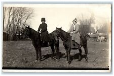 1914 Women Riding Horse Newhall Iowa IA RPPC Photo Posted Antique Postcard