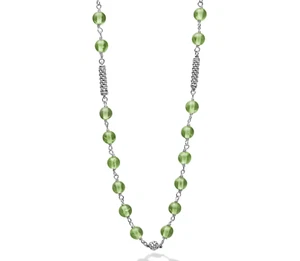 🆕️LAGOS Caviar Icon GREEN PERIDOT & Sterling Silver Station Beaded Necklace - Picture 1 of 22