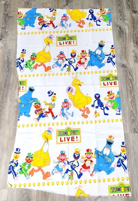 Vintage Sesame Street Live Sheet Fabric Remnant Muppets Theater 80s JCpenney - Image 1 of 4