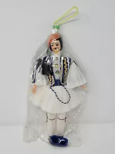 Griechische Palastwache Evzone Soldat Volk Stoff 10" Puppe-Griechenland-Vintage Neu Neu in Verpackung - Bild 1 von 7