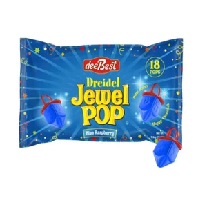 Dee Best Dreidel Jewel Pop Ring Shape Candy - Blue Raspberry 18 Count Kosher - Picture 1 of 5