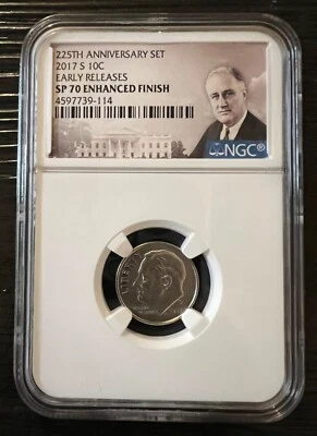 2017 S SP 70 Enhanced Finish 225th Anniversary Set Dime 10c - Image 1 of 4